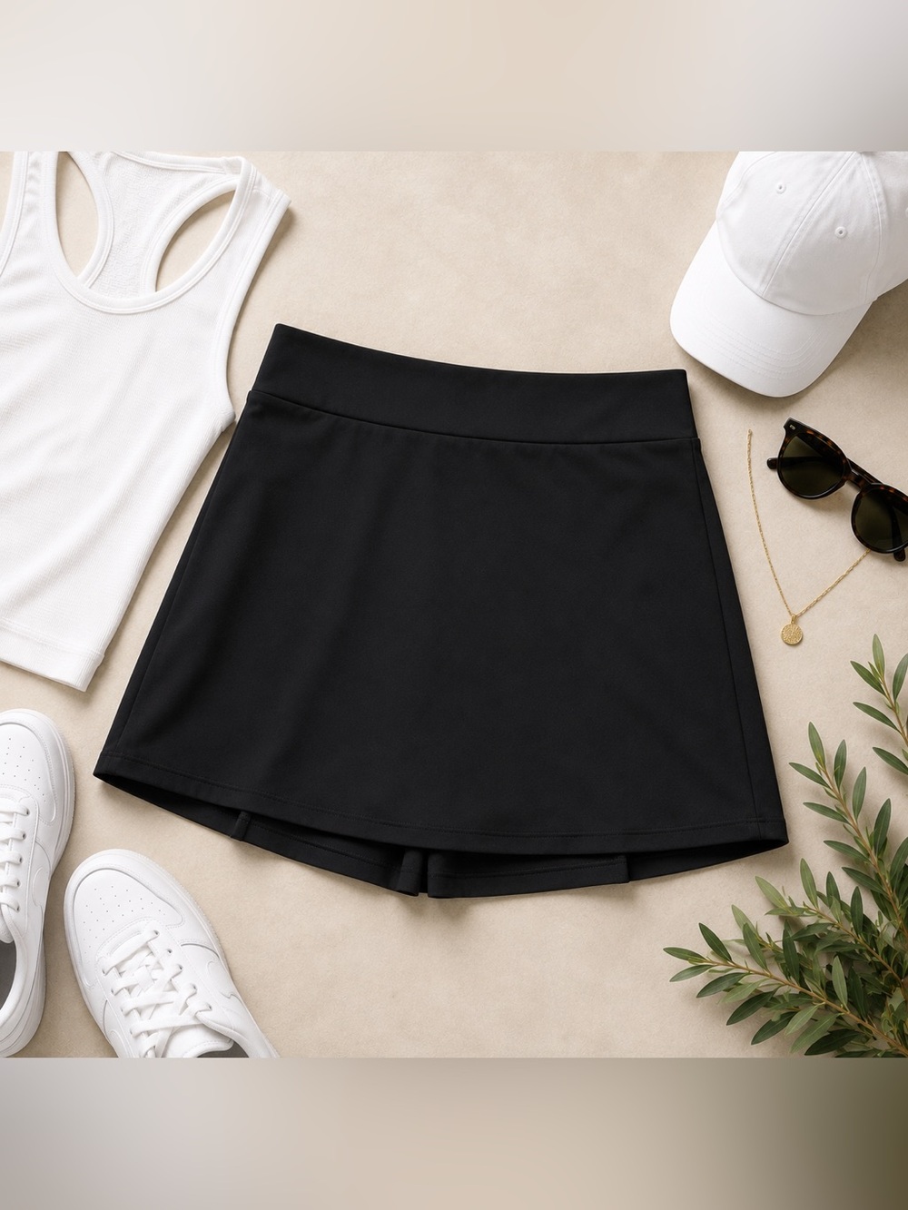 J.Crew Black Pleated Athletic Skort Skirt Shorts Size Medium Golf Tennis - Picture 2 of 8